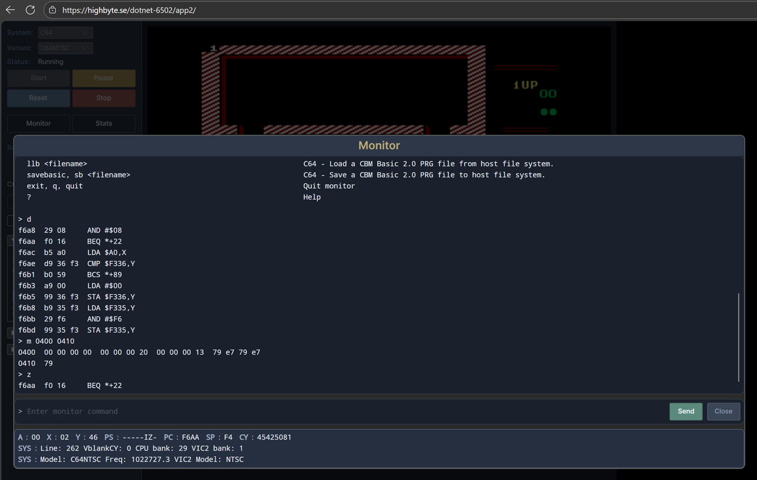 Avalonia Browser WebAssembly app, C64 monitor