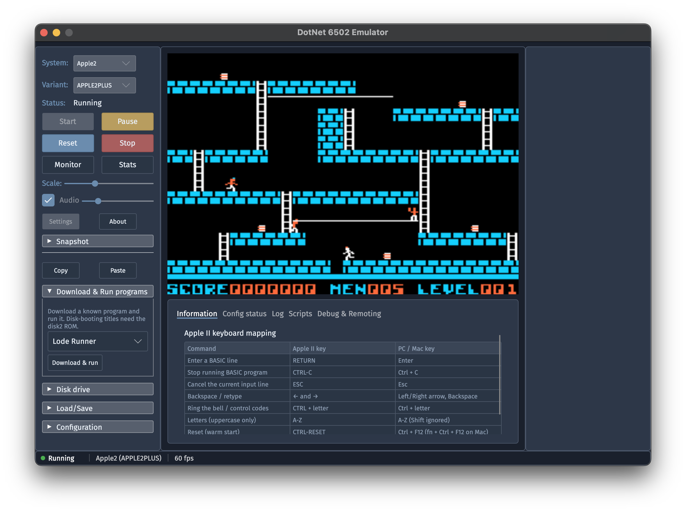 Avalonia Desktop app, Apple II Lode Runner