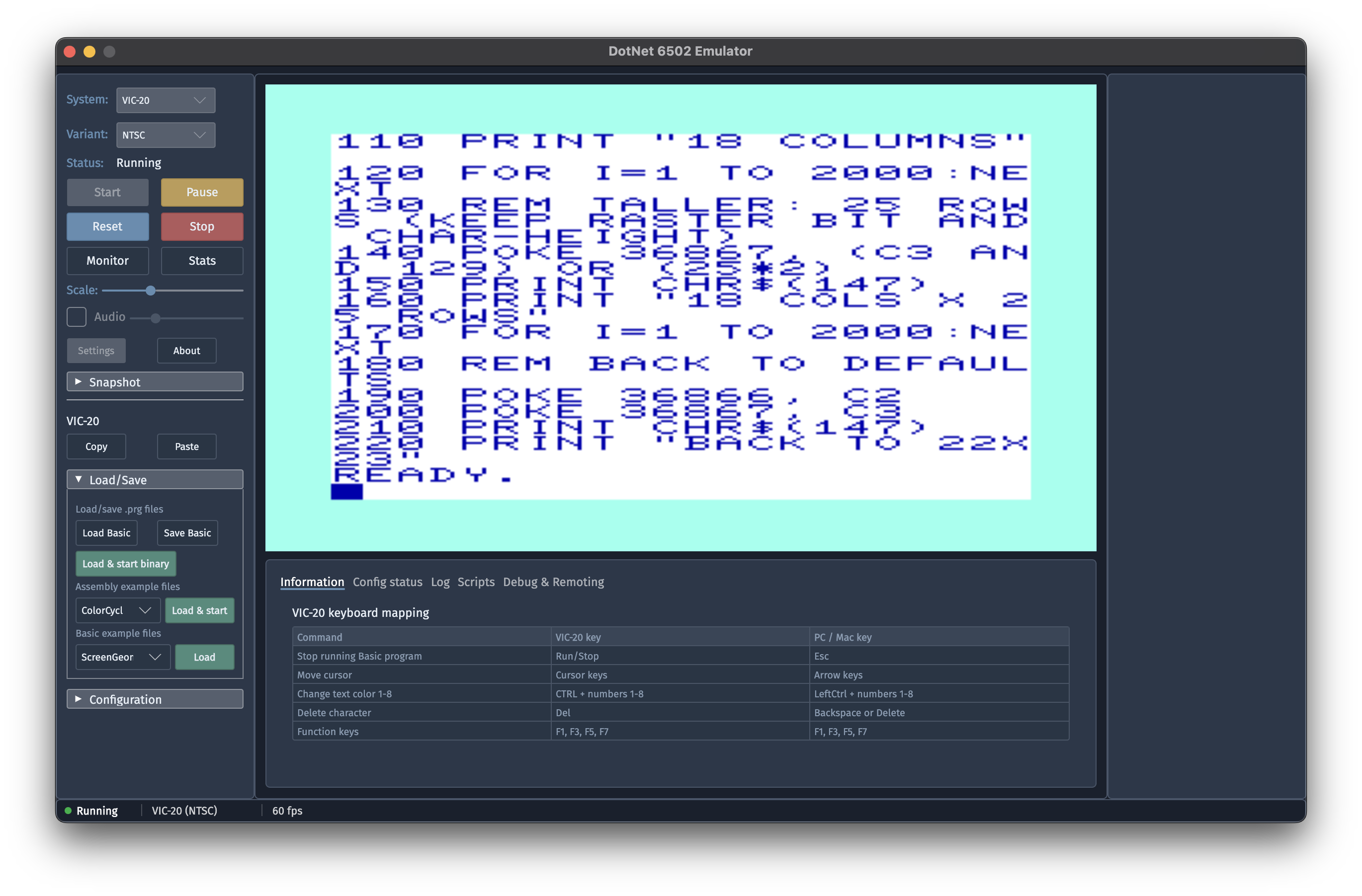 Avalonia Desktop app, VIC-20 BASIC