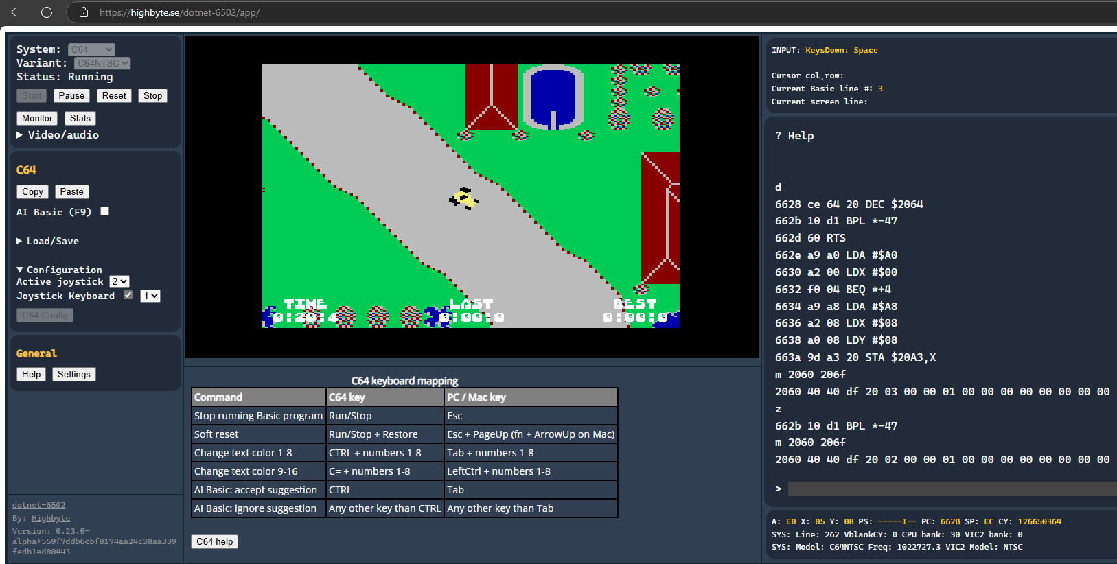 Blazor WebAssembly app, C64 monitor
