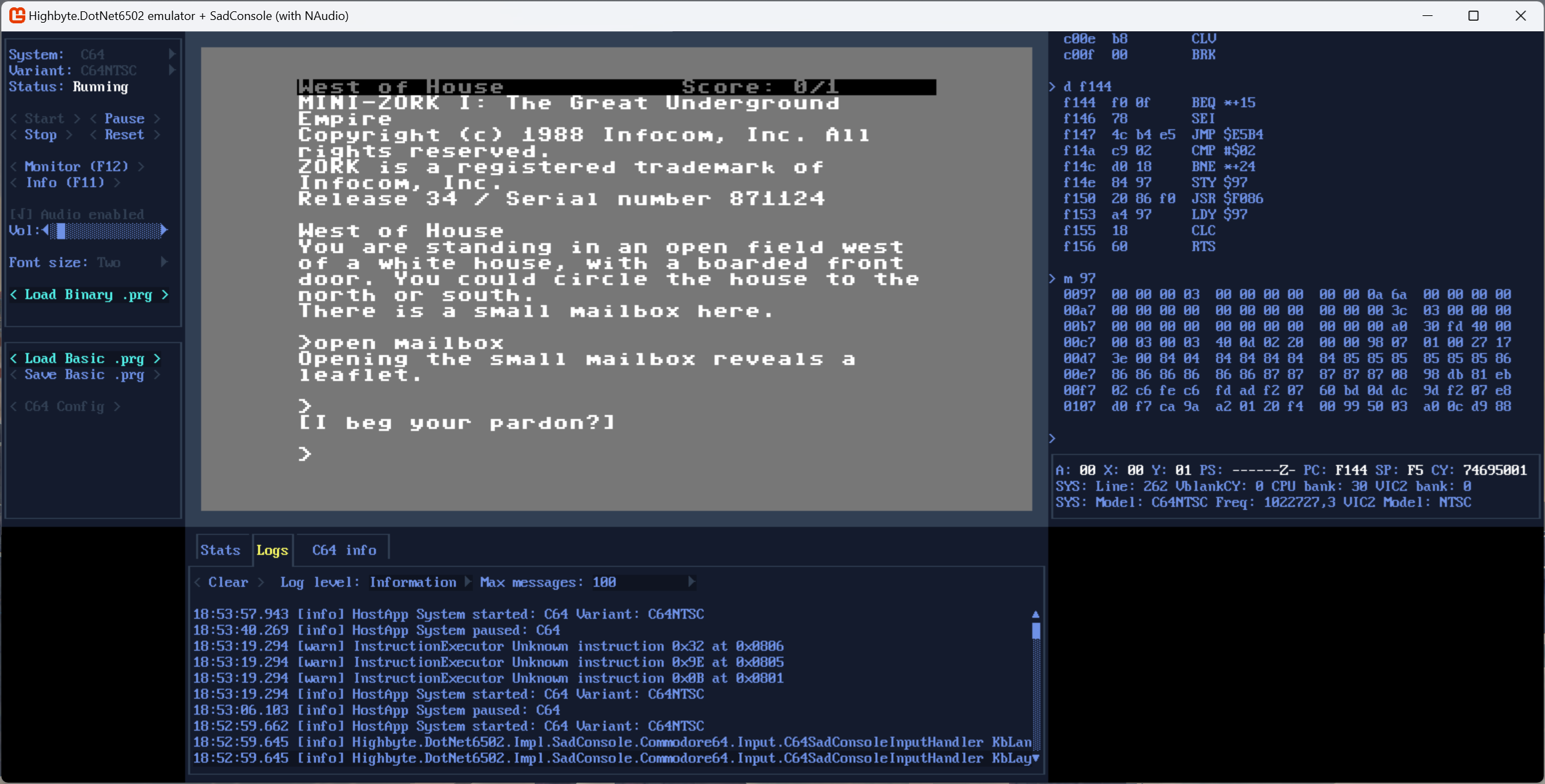 SadConsole native app, C64 Monitor